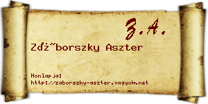 Záborszky Aszter névjegykártya